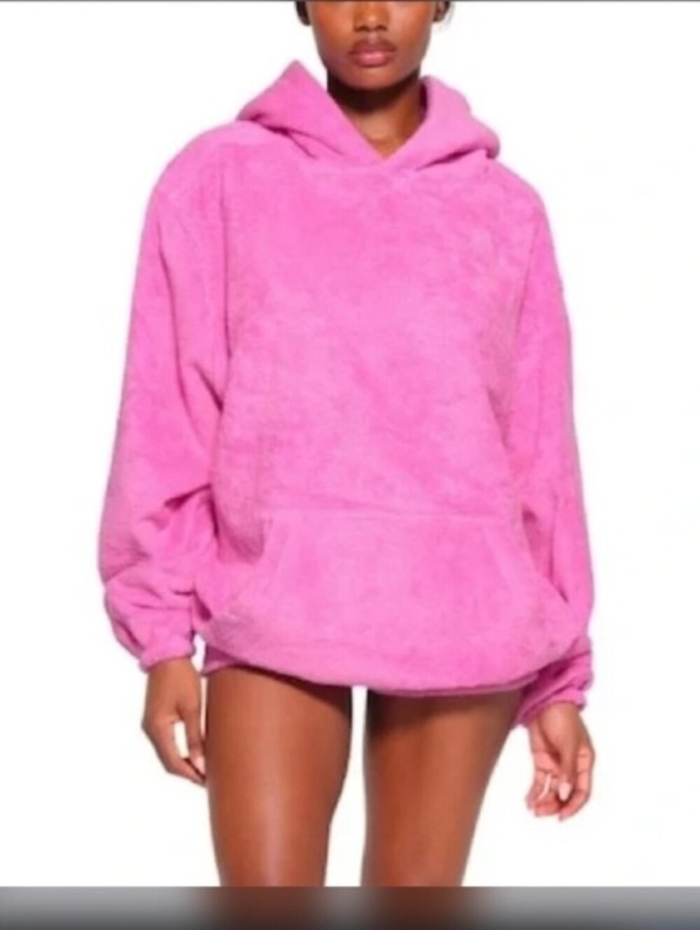Skims Oversize Cozy Plush Pink Hoodie for Women Sz MED